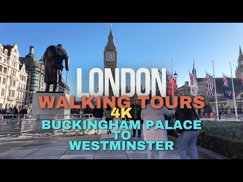 London Walking Tours [4K] - Buckingham Palace to Westminster