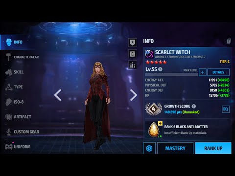Marvel’s Future fight scarlet witch new uniform and growth 5⭐️ mastery to 6⭐️ mastery and more (P-1)