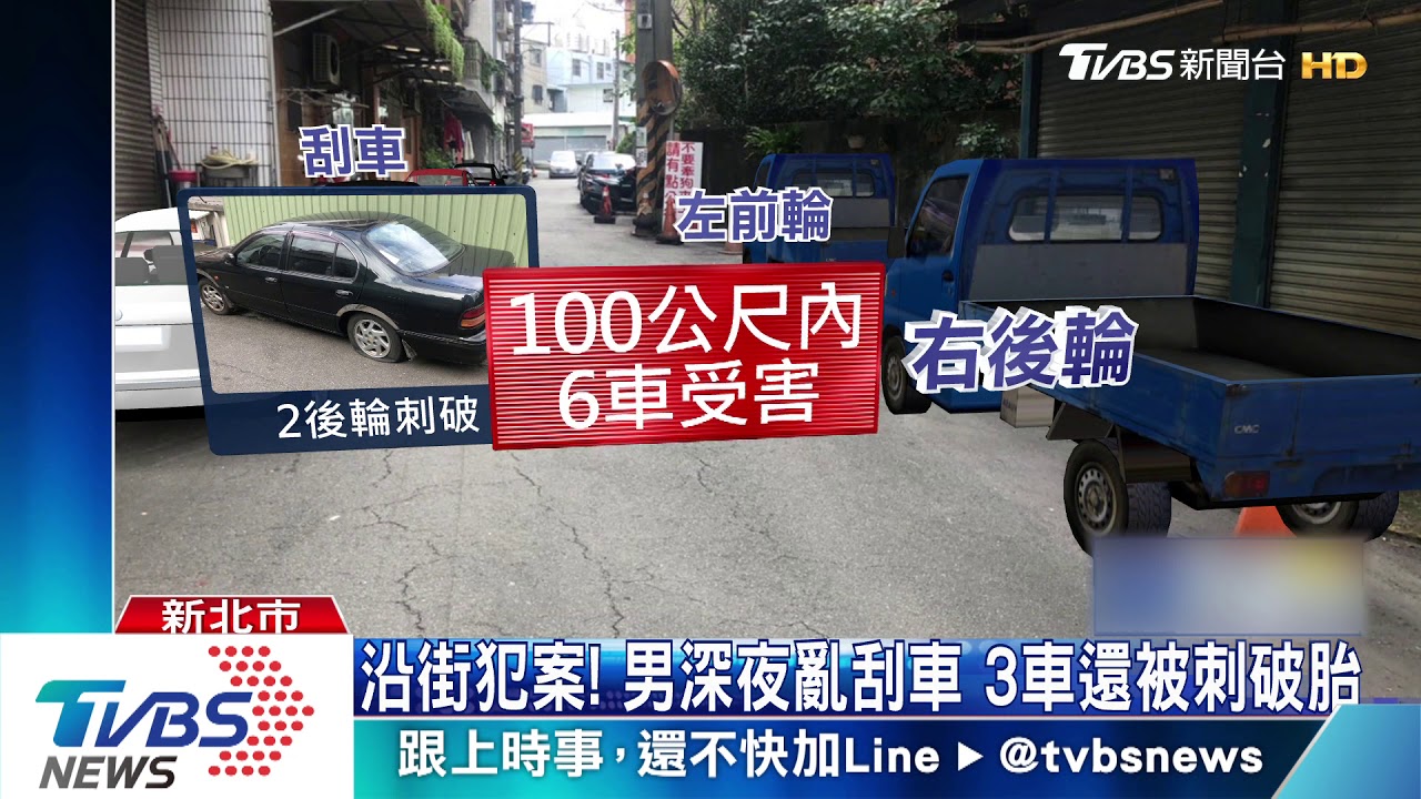 惡劣!三芝隨機「刮車、刺胎」 100米6車受害
