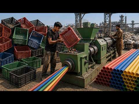 How MILLIONS of Used Fruit Crates Are Turned Into PVC Water Pipes |Amazing Recycling FACTORY Process