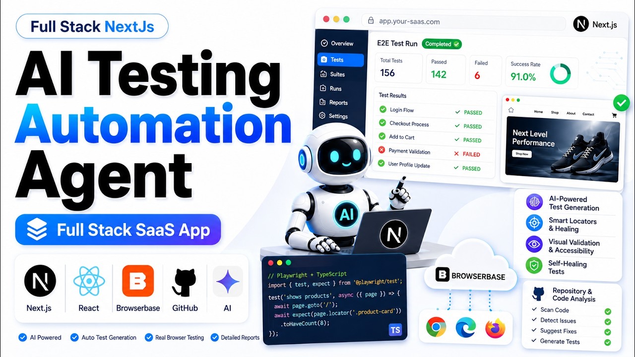 Build Full Stack AI Testing Automation Agent with Next.js, AI, GitHub & Browserbase