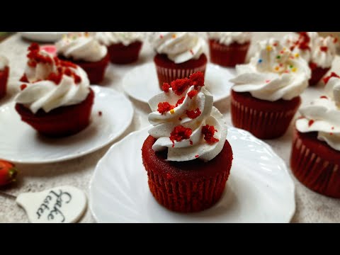 Easy Red Velvet Cupcakes ||Red velvet cupcakes with and without oven || Cream cheese frosting recipe