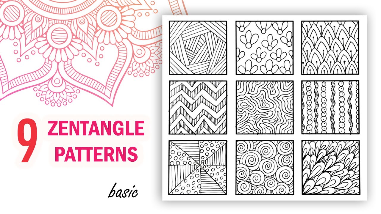 9 easy zentangle patterns for beginners / Quick zentangle