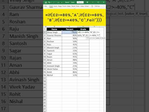 Grade formula in Excel | How to Calculate Grade use Microsoft Excel 💻 MS Excel