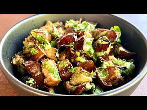 Grilled Eggplant Salad with Coriander and Tahini Sauce