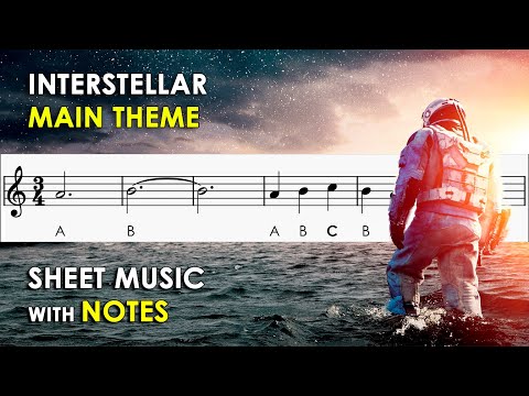 Interstellar Main Theme | Sheet Music with Easy Notes for Recorder, Violin Beginners Tutorial