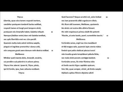 Vergil, Eclogue 1, Latin Recitation