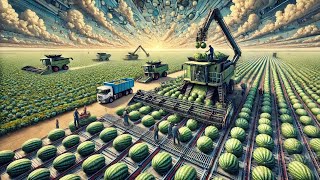 Incrível! Veja Como os Agricultores Americanos Colhem Milhões de Toneladas de Melancias!