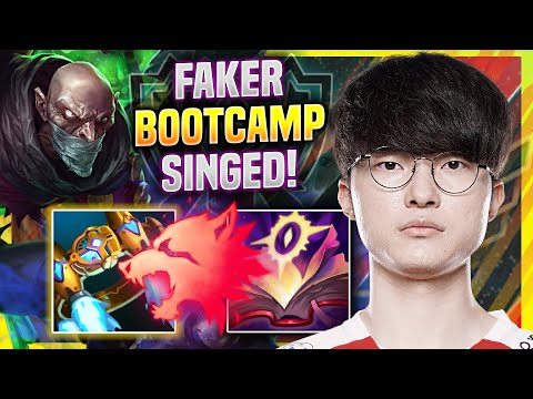 FAKER TRIES NEW META SINGED MID IN WORLDS BOOTCAMP! - T1 Faker Plays Singed MID vs Ryze!