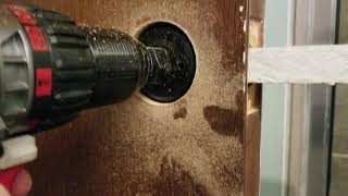 Door knob install on old door with hole too small