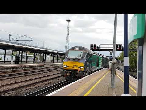 68002 & 68026 on 6M95 Dungeness to Crewe flasks passing Ashford 27th April