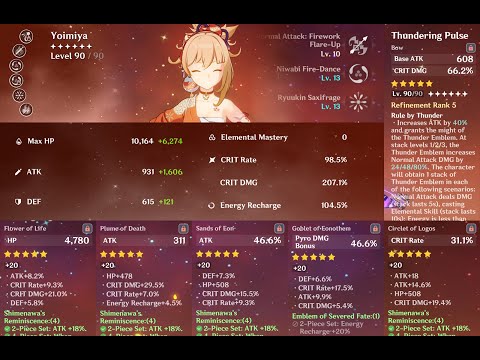 Ulimit Yoimiya | New Spiral Abyss 2.5 Floor 12-2 42s and Yoimiya one round E to kill Golden Wolflord