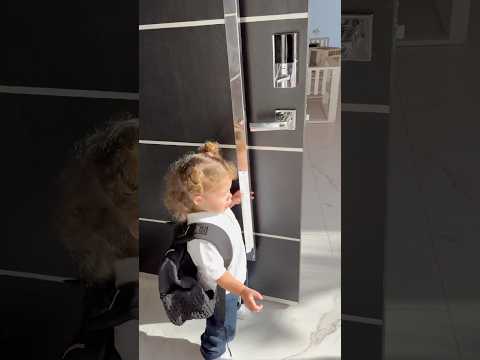 Sister is sad she can’t go to school with big brother #shorts