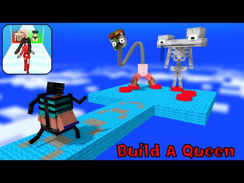 Minecraft Mobs : BUILD A QUEEN RUNNER CHALLENGE - Minecraft animation