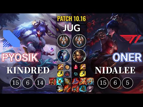 DRX Pyosik Kindred vs T1 Oner Nidalee Jungle - KR Patch 10.16