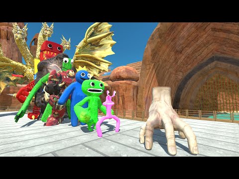 Hand Wednesday vs Rainbow Friends AT BLOODED ARENA DEATH RUN - Animal Revolt Battle Simulator