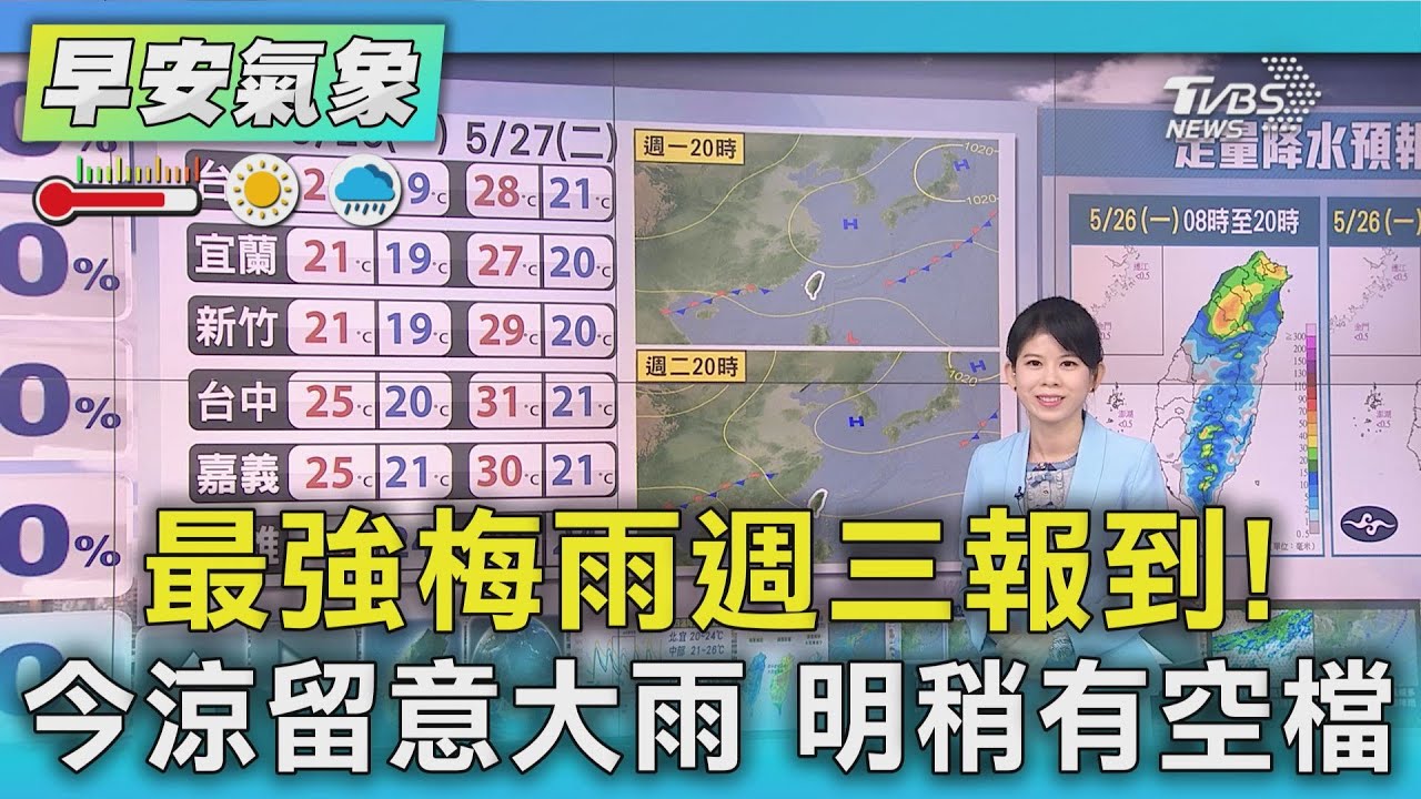天氣/最強梅雨週三報到! 今涼留意大雨 明稍有空檔