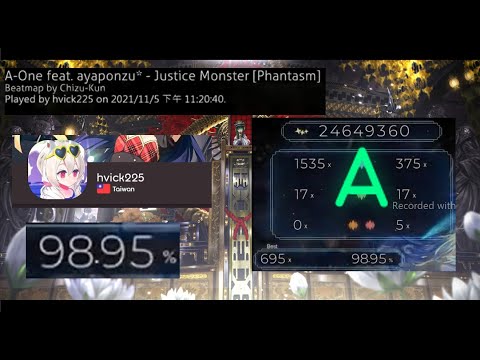 A rank(98.95% 695x) | Justice Monster | hvick225(維克) replay(Country Ranking) at 20211105 PM11:20:40