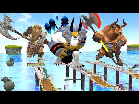 3 Gaint Monster vs Wild Animals Death fight|Animal Doodles TV|Animal revolt battle simulator|Arbs tv