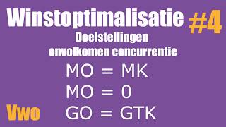 Doelstellingen onvolkomen concurrentie (MO = MK, MO = 0 en GO = GTK) - Winstopti
