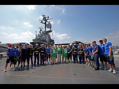 Cosmos Play Soccer With Military Members, Fans on the Intrepid