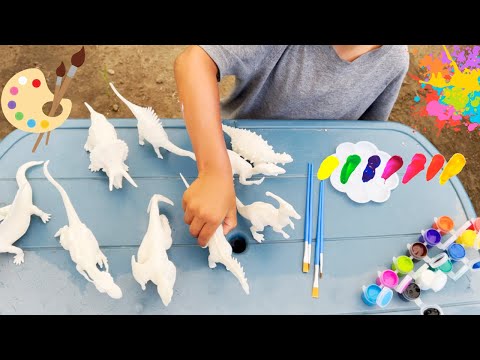 Jeremy Does DINOSAUR PAINTING Colorful DINOS | Ankylosaurus, T Rex, Parasaurolophus and more!