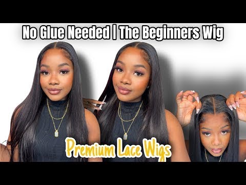 HD Lace Wear Go Glueless Wigs 5x5 Lace Human Hair Wigs With Bangs Straight Body Wave