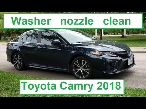 Clean windshield wiper washer nozzle on Toyota Camry 2018
