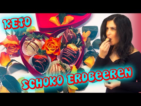 Keto Schoko Erdbeeren als Valentinstagsgeschenk!  Zuckerfreier Schokoladenüberzug