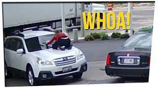 Woman Prevented Car Theft By Jumping On Hood!?