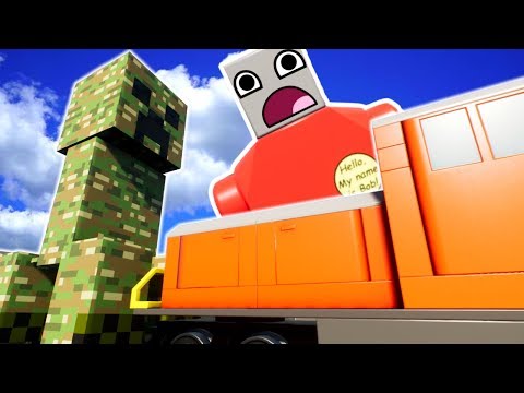 The Frustrated Gamer - MINECRAFT CREEPER ATTACKS THE BRICK RIGS TRAIN! | Multiplayer Brick Rigs Gameplay