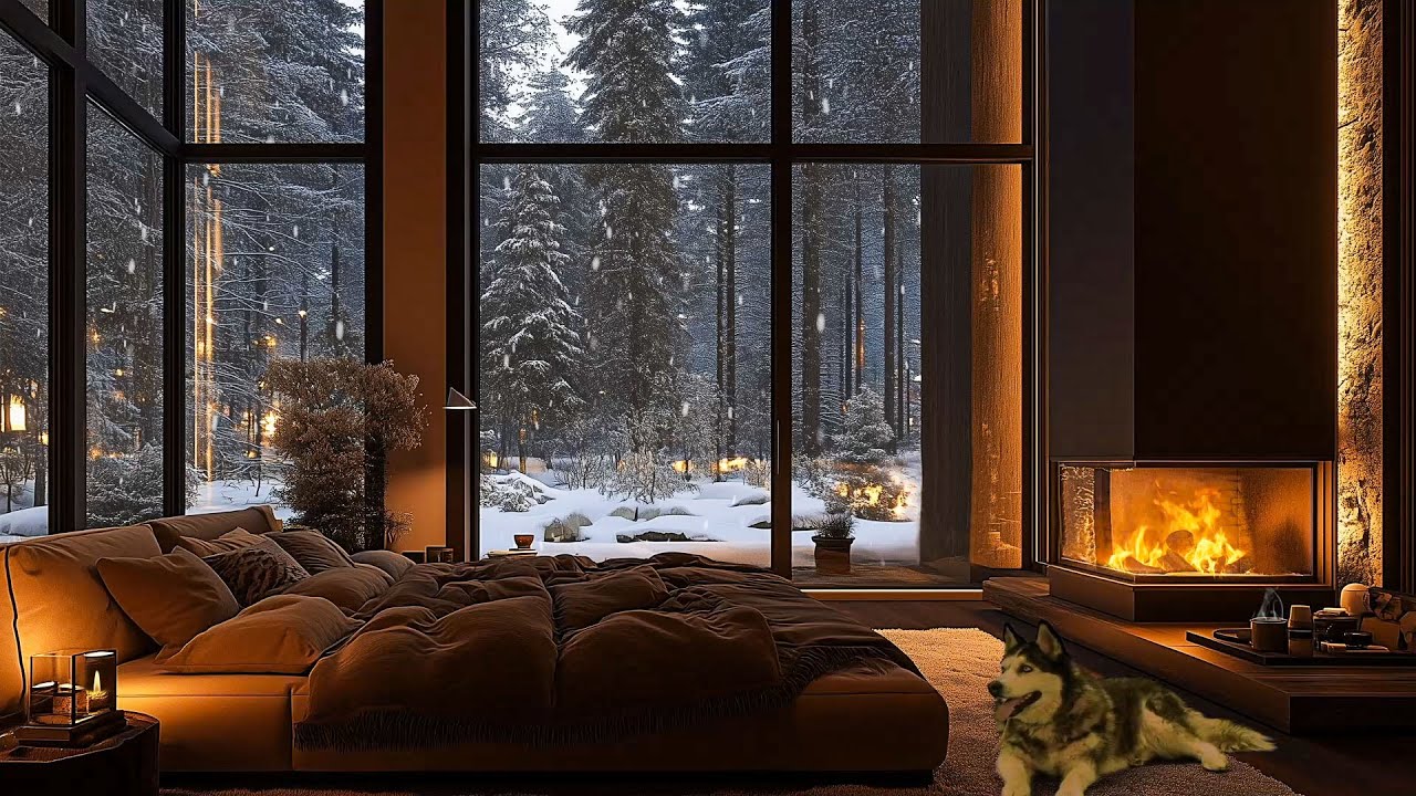Forest Bedroom First Snowfall Atmosphere ❄️ Soothing Jazz Piano Music Concentration Study Relaxation