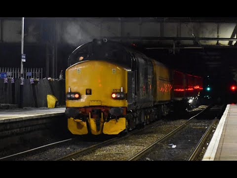 DRS Class 37 No. 37218 on 3Q27 Doncaster West Yard - Crewe C.S @ Guide Bridge on 02.06.22 - HD