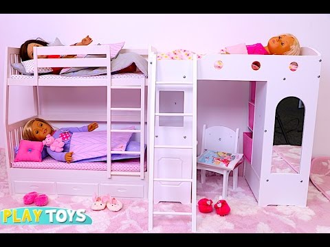 Baby Doll Bunk Bed Bedroom House Toy!  Play Doll Wardrobe Closet and Dress up Dolls!