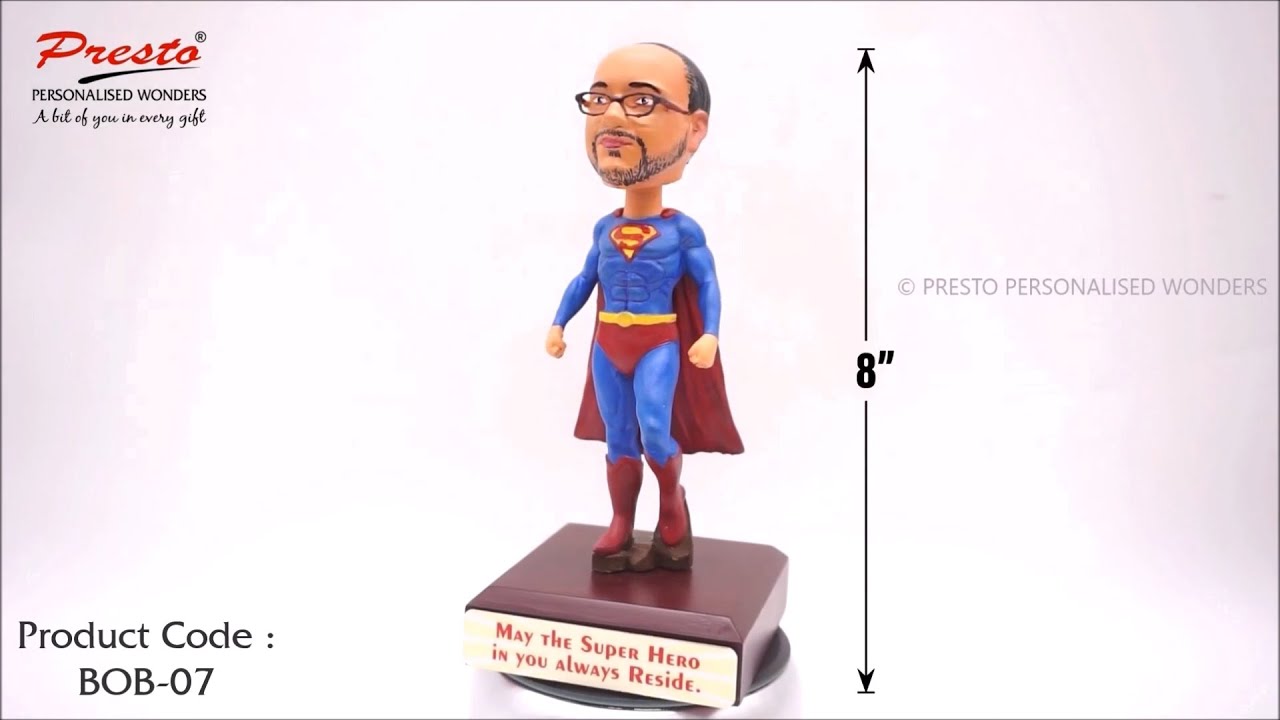 Personalized Bobblehead 3D Miniature with Superhero Body - Height 8 inches [BOB-07]