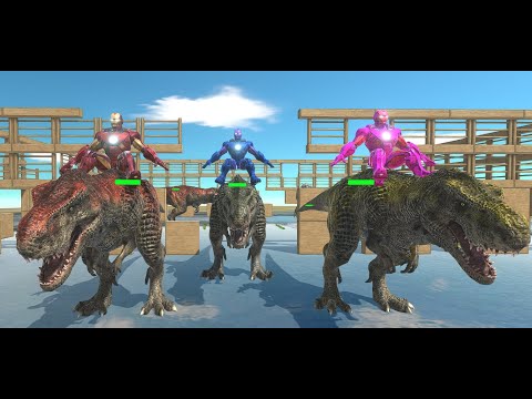 Iron Man ride Trex with laser beam vs all unit | Animal Revolt Battle Simulator