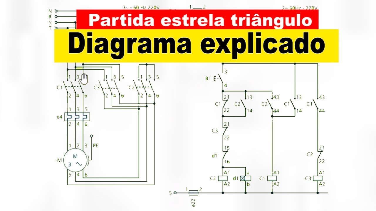 Partida estrela triângulo - diagrama explicado