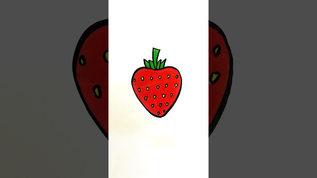 How to draw a strawberry #easy #drawing #tutorial #forkids #fruits #preschool #kindergarten #cute