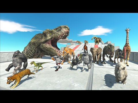 Don't Speed Race Near T-REX Mouth Dinosaurs, Animal Champions - Animal Revolt Battle Simulator