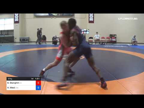 87 Kg Cons 4 Barrett Stanghill Minnesota Storm Vs Haszell West CSU Pueblo Wrestling RTC