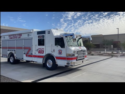 Utility 603 leaving station 603 for refuel. [Scottsdale Fire Dept.]