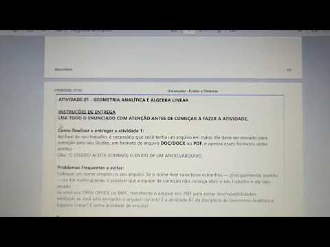 ATIVIDADE 1 -GEOMETRIA ANALÍTICA E ÁLGEBRA LINEAR-CONTATO 44 99996 6553#ATIVIDADES/MAPAS #UNICESUMAR