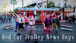 Disney California Adventure Newsies Show! Mickey &amp; Red Trolley News Boys Live Performance!