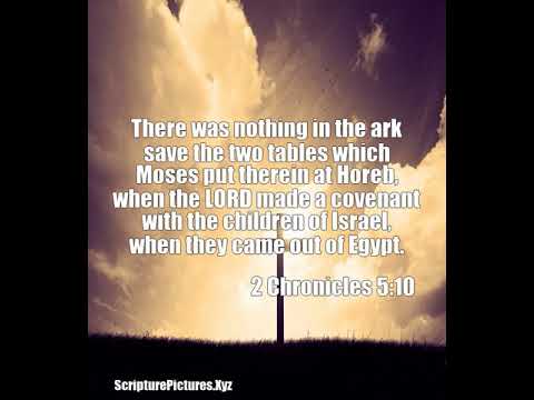 2 Chronicles 5:10: There was nothing in the ark save the two tables w...