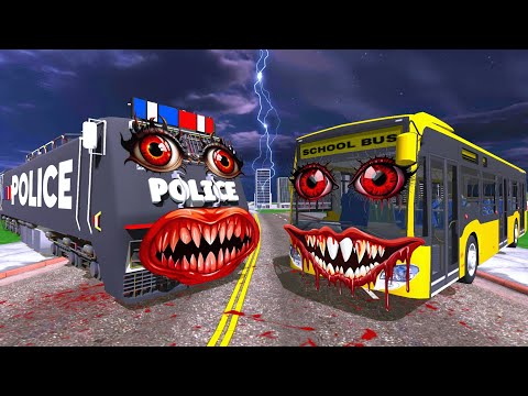 Haunted School Bus attack Police Train in Indian Bikes Driving 3d