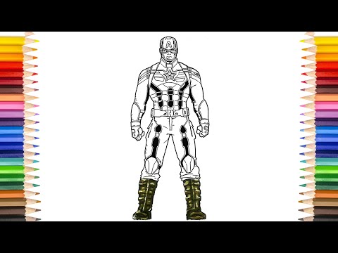 CAPTAIN AMERICA IN Black Suit Coloring Pages | Avengers Captain Coloring Pages