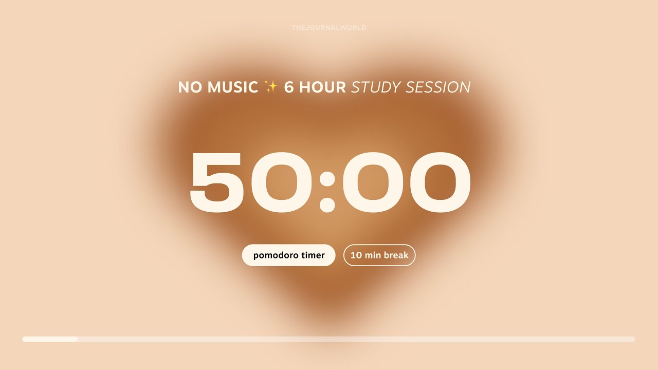 6-hour Pomodoro Timer for Studying 🤎 Study Session with 10 min breaks | Aesthetic Focus Productivity