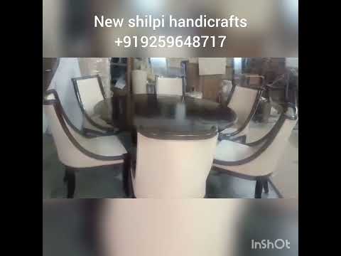 Rectangular shilpi wooden carved dining table set, 6 seater