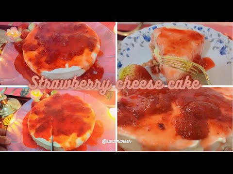 Strawberry cheesecake || How to make cheesecake without hung curd  and gelatin powder