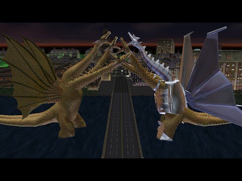 Godzilla Destroy All Monsters Melee: King Ghidorah VS Mecha-Ghidorah (Hard) [GCN]